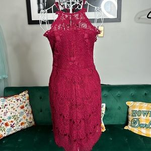 Intimately Free People XS Crochet and Lace Burgundy Dress